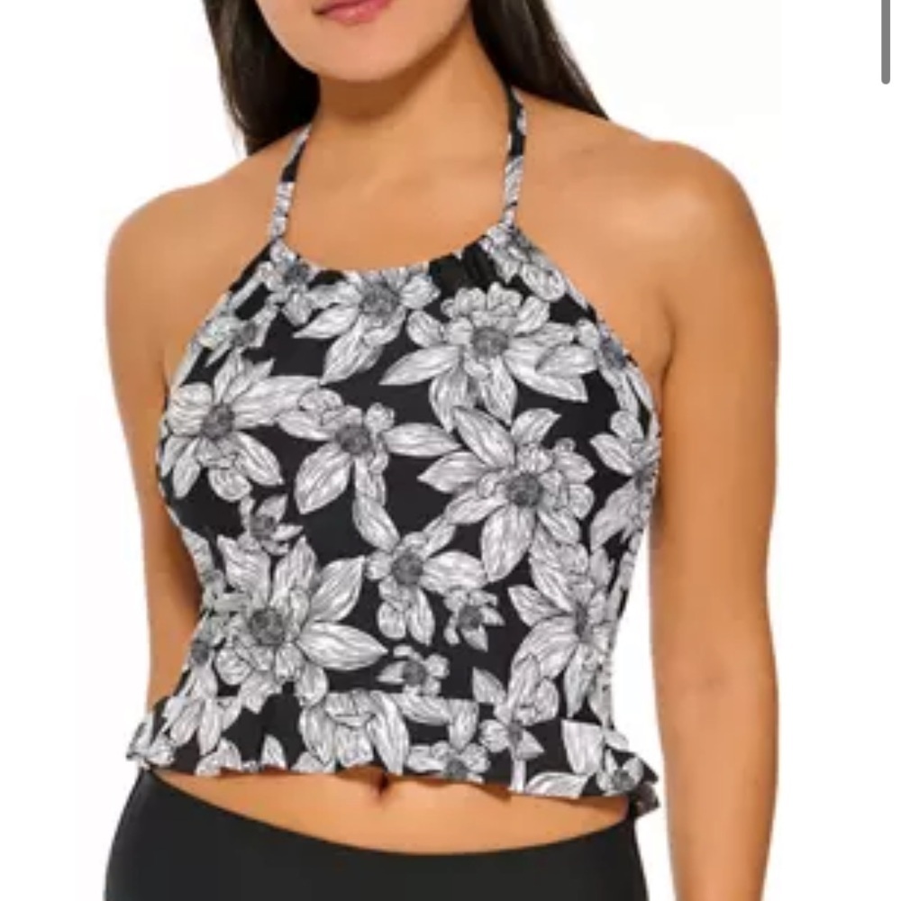Crown & Ivy NWT 2Piece Set•Black white Tankini & MB bottom Small